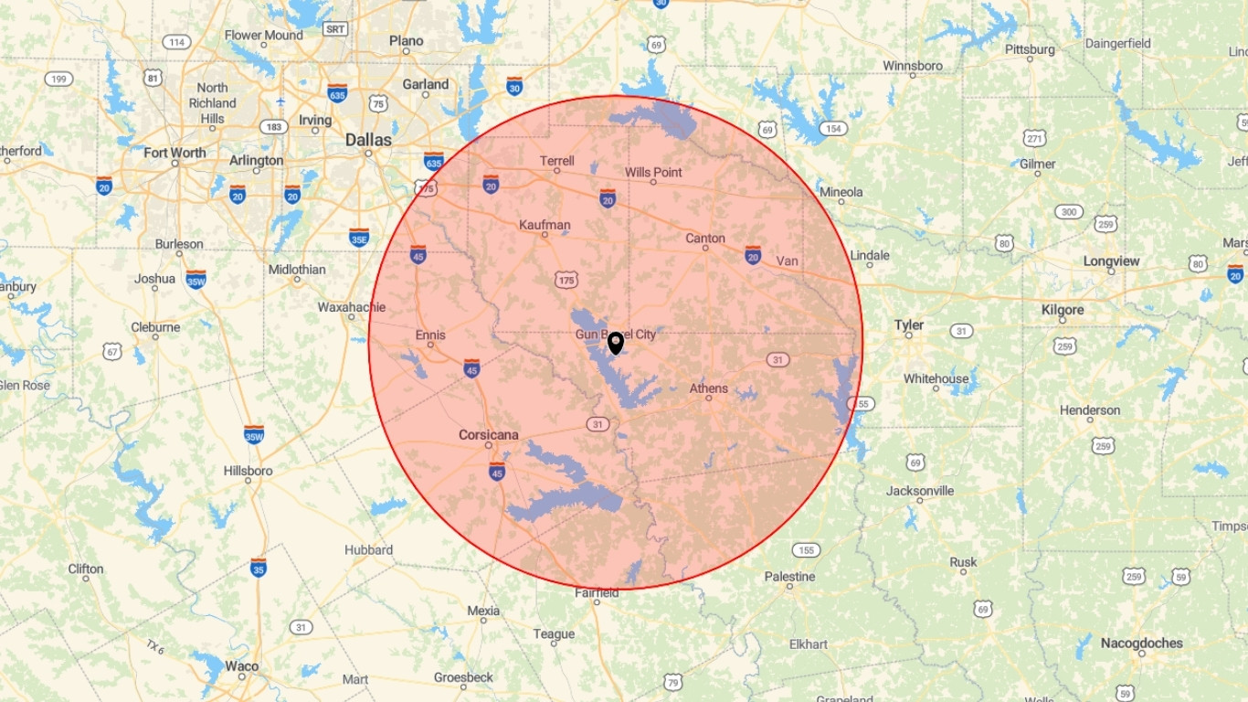Gun Barrel City 50 mile radius