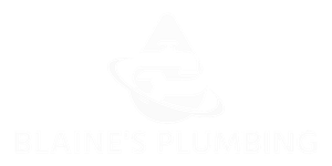 blaines logo white blaine's plumbing